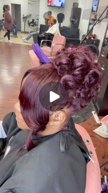 Shadonna Pitts on Instagram: "#quickweave #updo #fishtail #braid #ponytail #redhair #silkpress #braids #middlepartponytail #curls #edges #messybun #cutehairstyles #phillyhairstylist #merakihairloft💜" Pinup Hairstyles For Black Women, Updo Fishtail Braid, Weave Ponytails With Bangs, Fishtail Braid Ponytail, Braid Ponytail, Weave Ponytail, Fishtail Braid, Quick Weave, Silk Press