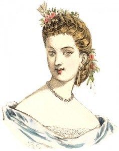 Evening Hairstyles of the 1860s - Geri Walton 1860s Hairstyles, Cap Highlights, Historical Hairstyles, Italian Hair, Small Curls, Decades Of Fashion, Evening Hairstyles, Victorian Hairstyles, Head Coverings