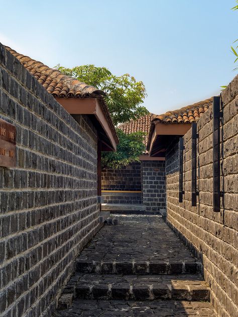 Gallery of Viveda Wellness Retreat / a for architecture - 47 Wellness Center Design, Basalt Stone, Courtyard House Plans, Wellness Retreat, India Design, Medieval Houses, Stone Masonry, Massage Room, Indian Architecture