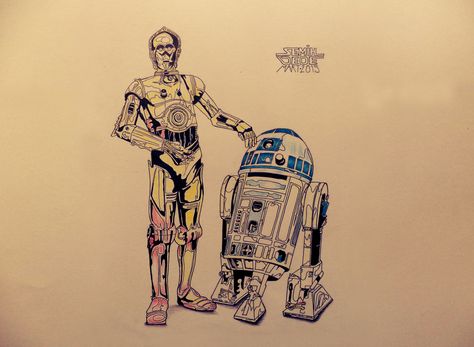 C-3po And R2-d2 Tattoo, R2d2 And C3po Tattoo, C3po And R2d2 Tattoo, C3po Tattoo, R2d2 Tattoo, C3po And R2d2, Star Wars Tattoo, Tattoo Sketch, Star Wars Images