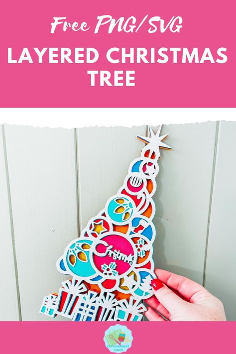 Christmas Tree SVG (Free Layered File ) ⋆ Extraordinary Chaos Cricut Christmas Cards Free Svg, Christmas Tree Svg Free, Free Layered Svg, Tree Svg Free, Cricut Christmas Tree, Cricut Christmas Projects, Christmas Mandalas, Svg Free Files For Cricut, Scrapbook Frame