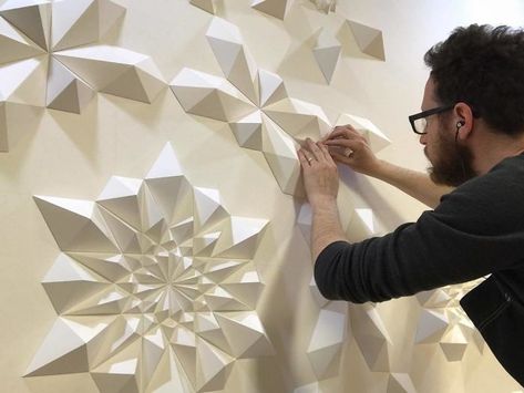 Matt Shlian, Origami Wall Art, Folding Techniques, Paper Art Sculpture, Paper Engineering, Geometric Sculpture, Origami Paper Art, Sheets Of Paper, Origami 3d