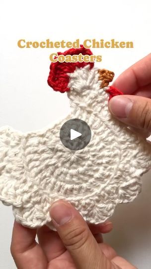 Crochet Chicken Applique, Chicken Coasters Crochet, Chicken Coaster, Chicken Coasters, Knitted Crafts, Crochet Critters, Chicken Aprons, Coaster Pattern, Crochet Skull