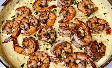 Jerk Shrimp Alfredo Pasta, Jerk Shrimp Recipe, Jerk Shrimp Pasta, Jamaican Jerk Shrimp, Chili Cheese Dog Recipe, Pan Fried Shrimp, Shrimp Alfredo Recipe, Jerk Shrimp, Shrimp Alfredo