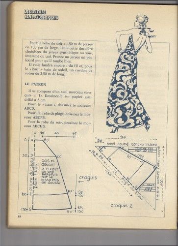 un super patron pour une robe dos nu - Les fables de Doraline Vintage Sewing Patterns Free, Patron Vintage, Estilo Hippie, Couture Sewing Techniques, Vintage Dress Patterns, Maxi Dress Pattern, Sewing Design, Couture Sewing, Diy Sewing Clothes