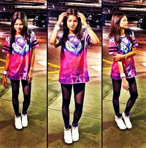 #Zendaya Coleman. #clothes #fashion Zendaya Swag, Haley Sharpe, Black Mesh Leggings, Zendaya Outfits, Zendaya Style, Zendaya Coleman, Girl Swag, Air Jordans Retro