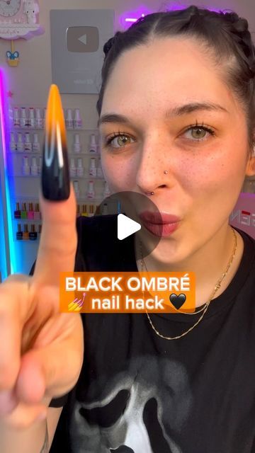 Madison McCollough on Instagram: "You’re doing ombre nails wrong 💅🖤🎃 Save and practice this tutorial for spooky season sets! What nail hack should I teach next? 💕

Used all @ballpit_shop nail art products to paint! 🎨 

🔪 Easy Zombre brush
🔪 Pumpkin Juice gel polish
🔪THE Black gel polish 
🔪 Glossy Topcoat
🔪 Twice As Nice 6mm dual sided liner brush
🔪 Masterpiece Mat (white silicon desk mat / gel palette) 

Use dc “BALLPIT” to save 💰💸
.
.
.
.
.
.
.
#nailtutorials #ombrenails #ballpitshop #nailart #gelnailart #diynails #gelpolish #nailartdesigns #naildesigns #diynailart #beginnernails #nailartist #easynailart #nailhacks" Blooming Gel Ombre Nails, Slime Nail Art, Fall Nail Tutorials, How To Ombre Gel Polish, Ombre Gel Nails Tutorial, Matte Gel Polish, Black Gel Polish, Marble Nails Tutorial, Ombre Nails Tutorial