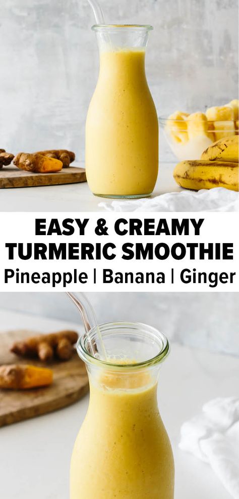 Ginger Turmeric Smoothie, Inflammation Diet Recipes, Smoothies Vegan, Pineapple Ginger, Anti Inflammation Recipes, Turmeric Smoothie, Inflammation Diet, Turmeric Recipes, Ginger Turmeric