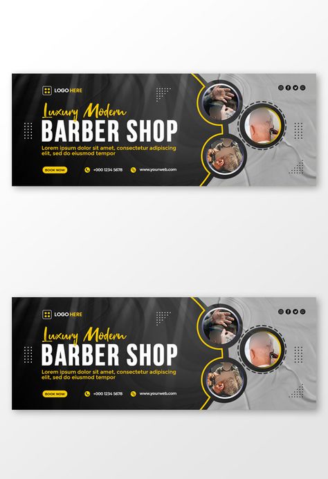 Luxury Modern Barber Shop Facebook Cover Templates#pikbest#Templates#Others Barber Shop Banner Design, Barber Shop Background, Barber Shop Design, Modern Barber Shop, Barber Design, Shop Banner Design, Education Banner, Barbershop Design, Photo Cover