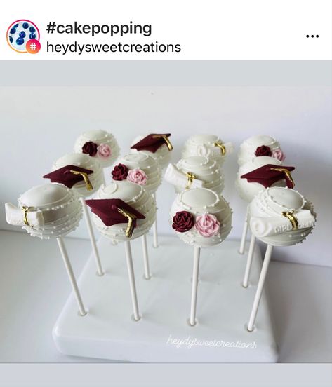 Graduation Party Cake Pops, Grad Cake Pops, Cake Pops Graduation, Painted Picnic Tables, Graduation Cake Pops, Graduation Party Inspiration, Bachelor Cake, Graduation Party Desserts, Graduation Treats