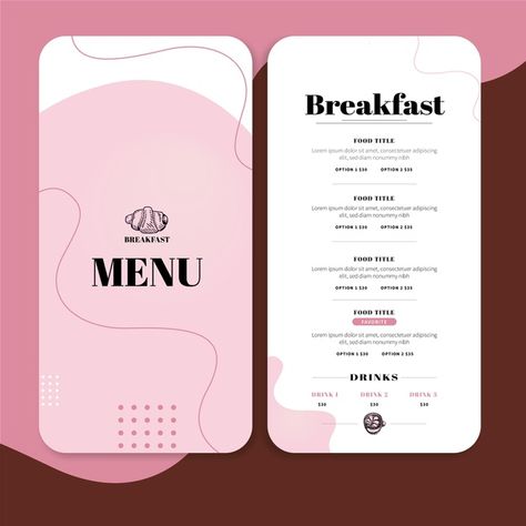 Minimal Logo Design Inspiration, Menu Design Inspiration, Breakfast Restaurant, Cafe Menu Design, Menu Card Design, Menue Design, Restaurant Poster, Cake Logo Design, Restaurant Menu Template