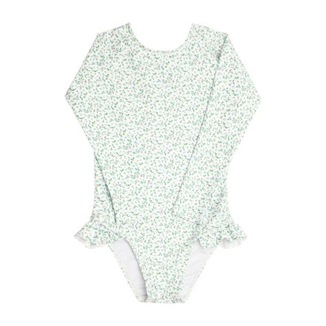 Garden Floral Rashguard One Piece - Kids Girl Clothing Swim - Maisonette Long Sleeve Bathing Suit, Baby Swimsuit, Baby Swimwear, Garden Girls, Swimwear Collection, Toddler Fashion, Rash Guard, Grosgrain Ribbon