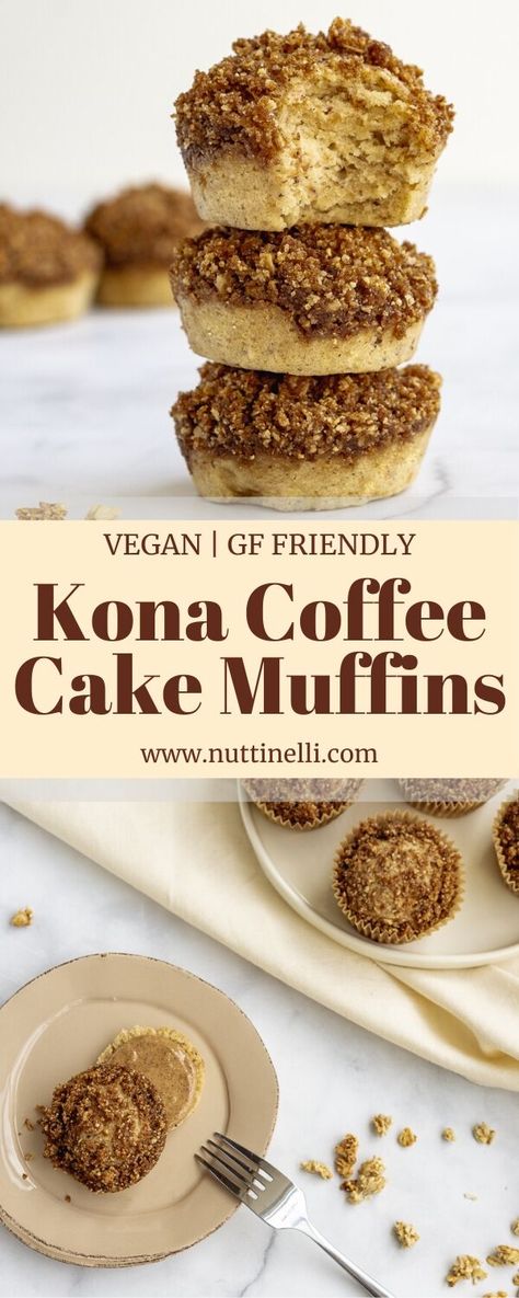 This recipe for vegan coffee cake is delicious, easy to make, and uses simple ingredients! They are flavored with Kona coffee for that Hawaiian Island flavor! #nuttinelli #veganbreakfastfood #vegancoffeecake #veganhawaiianfood Vegan Winter Desserts, Vegan Coffee Cake, Brunch Vegan, Vegan Coffee, Hawaiian Recipes, Vegan Breakfast Easy, Coffee Cake Muffins, Blackberry Cobbler, Easy Vegan Dessert