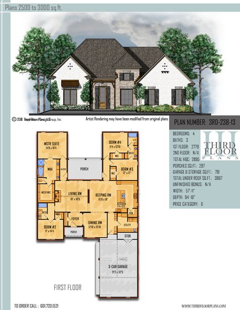 $800.00 House Plan 9 sets Acadian Cottage, Large Porch, Master Suite Bedroom, Bedroom Porch, Kitchen Prices, Chef's Kitchen, Porch Flooring, Craftsman Style House Plans, Keeping Room