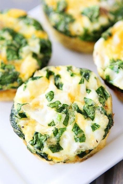 Egg Muffins with Sausage, Spinach, and Cheese Egg Muffins Recipe, Mini Frittata, Sausage Spinach, Low Cholesterol Recipes, Egg Muffin, Cheese Muffins, Egg Muffins, Breakfast Cups, Think Food