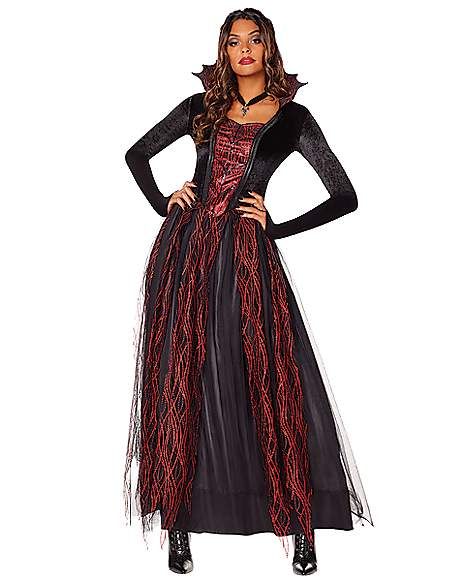 Adult Queen of the Underworld Costume - Spirithalloween.com Underworld Costume, Vampire Costume Kids, Queen Of Roses, Red Queen Costume, Queen Of Hearts Halloween Costume, Queen Of Hearts Halloween, Queen Halloween Costumes, Red Goth, Vampire Costumes