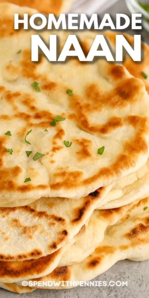 Make Naan Bread, How To Make Naan, Pane Naan, Homemade Naan, Homemade Naan Bread, Recipes With Naan Bread, Naan Recipe, Naan Bread, Easy Bread