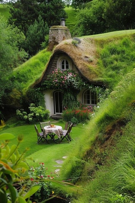 Earth Sheltered Homes, Casa Hobbit, Fairy Garden Ideas, Little Cabin In The Woods, Fairytale House, Earth Sheltered, Underground Homes, Fairytale Cottage, Hobbit House