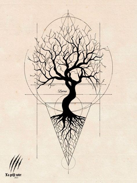 Tree Tattoo Chest, Geometric Tattoo Tree, Yggdrasil Tattoo, Tree Geometric, Geometric Tree, Tree Tattoo Men, Tattoo Tree, Geometric Trees, Tree Tattoo Designs