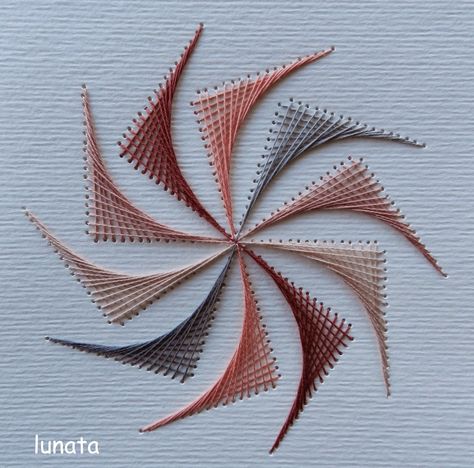 Mi lunata: BORDADO EN PAPEL Embroidered Wall Art, Embroidery Wall Art, Embroidery Cards, Stitching Cards, String Art Patterns, String Art Diy, Hand Embroidery Projects, Hand Embroidery Flowers, Paper Embroidery