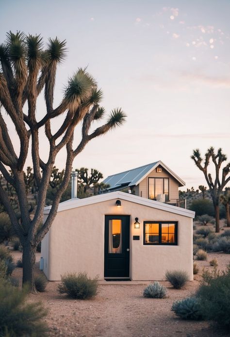 Joshua Tree Tiny House: Your Guide to Desert Living and Sustainable Design - DownsizeGeek Desert Architecture Design, Desert Architecture, Joshua Tree Airbnb, Joshua Tree House, House Plan With Loft, Desert House, Airbnb House, Desert Decor, Desert Living