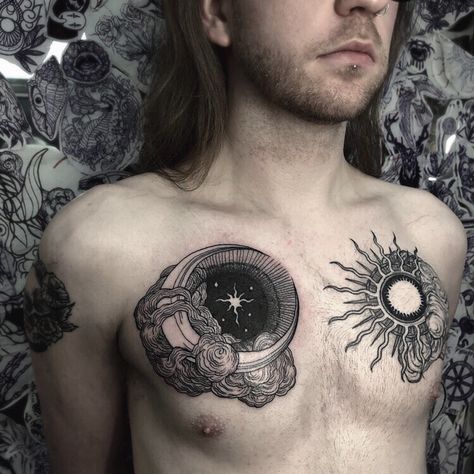 Jack Tattoo, Moon Sun Tattoo, Body Tattoo Design, Sun And Moon Tattoo, Aries Tattoo, Cloud Tattoo, Tattoo Desings, Line Work Tattoo, Sun Tattoo