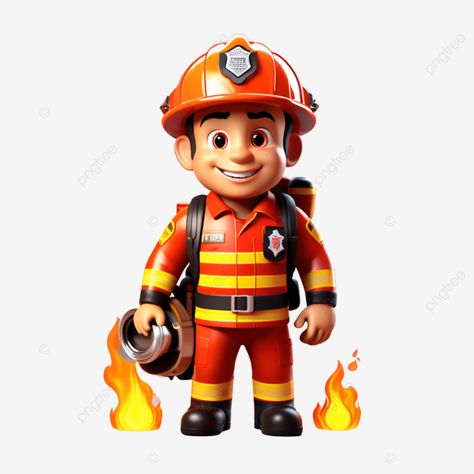 Fireman Cartoon, Fireman Clipart, Cartoon Firefighter, Firefighter Cartoon, Firefighter Images, 3d Png, Transparent Image, 3d Cartoon, Design Background