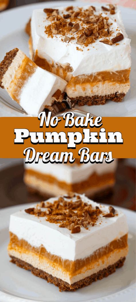 Pumpkin Slices Recipe, Easy Autumn Desserts, Pumpkin Potpourri, Pumpkin Torte, Fluffy Desserts, Pumpkin Dream, Recipes Dessert Easy, Rhubarb Dessert, No Bake Pumpkin