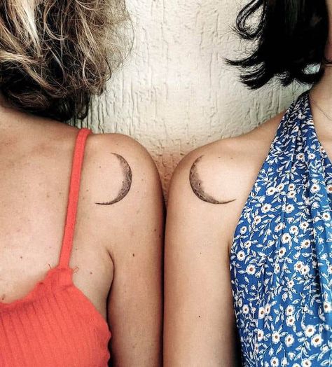 79 Hearty Matching Best Friend Tattoos with Meanings Matching Tattoos For Long Distance Best Friends, Unique Bestie Tattoos, Soulmate Friend Tattoos, Matching Moon Tattoos Best Friends, Friendship Moon Tattoos, Blonde And Brunette Best Friends Tattoo, Meaning Full Best Friend Tattoos, Matching Crescent Moon Tattoos, Friendship Tattoos For 3