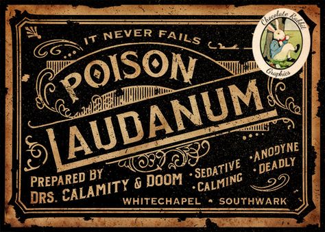 www.etsy.com/shop/chocolaterabbit #halloween #victorian #laudanum #typography #vintage #label Vintage Potion Labels, Laudanum Bottle, Victorian Packaging, Victorian Ads, Vintage Apothecary Labels, Victorian Labels, Vintage Label Design, Halloween Victorian, Halloween Apothecary Labels