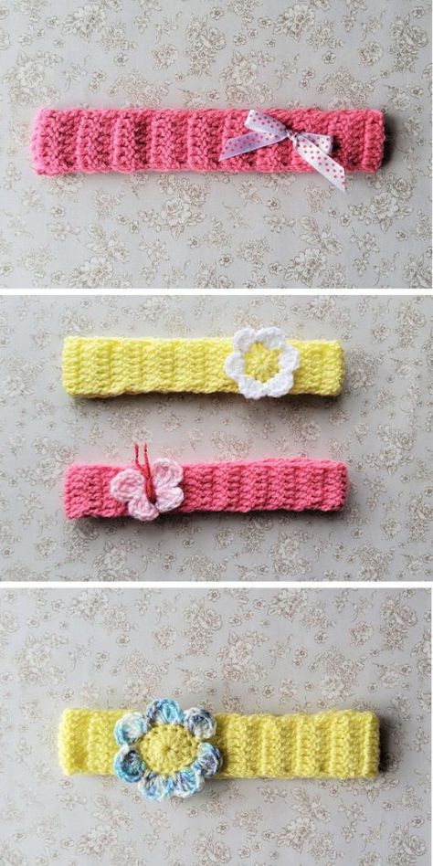 Crochet Newborn Headband, Crochet Baby Headband Free Pattern, Crochet Baby Headband Pattern, Crochet Headband Free, Easy Crochet Headbands, Needlework Ideas, Crochet Flower Headbands, Crochet Headband Pattern Free, Baby Flower Headbands