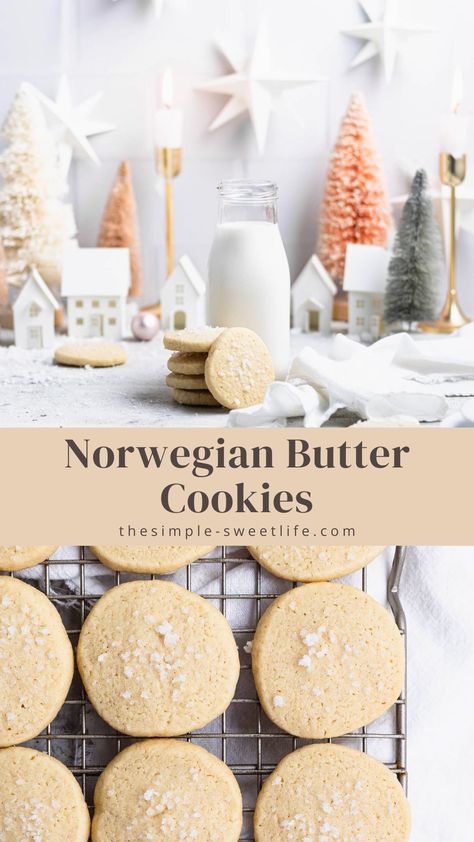 Buttery and delicate, Serinakaker are an easy Norwegian Christmas cookie perfect for the busy holiday season. Click through for this easy Christmas recipe. Gluten Free Norwegian Recipes, Norwegian Butter Cookies, Norwegian Desserts Traditional, Authentic Norwegian Recipes, Norwegian Christmas Traditions, Norwegian Cake Recipe, Swedish Christmas Cookies, Norwegian Baking, Norwegian Christmas Cookies