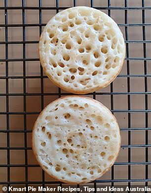 Home cooks are now baking CRUMPETS in their Kmart pie makers Breville Pie Maker, Homemade Crumpets, Mini Pie Maker, Crumpet Recipe, Pie Making, Meat Pie Recipe, Savoury Snacks, Pie Maker, Sausage Roll