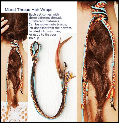 mixed thread hair wrap Hemp Hair Wrap, Hair Wraps Thread Ideas Boho, Diy Hair Wrap Extension, Hairstyle With Thread, Hair Wraps Thread Diy Step By Step, Hair Wraps Thread Ideas, Thread Hair Wraps, Dreadlocks Diy, Hair Wraps Thread