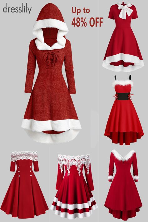 Vintage Dresses - Retro & Vintage-Inspired Dresses -Winter Outfit Ideas - How to Dress This Winter - Winter Fashion Trends - Fashion Ideas for Cold Weather. #dresslily #red #vintagedress #Christmas #Xmas #newyear Christmas Dress Cold Weather, Xmas Dress Up Ideas, Christmas Wear Outfit Ideas, Christmas Dress Design, Christmas Dresses For Teens, Outfit Ideas For Christmas Party, Christmas Dress Up Ideas, Red Dress Christmas Outfit, Fashion Outfits Christmas