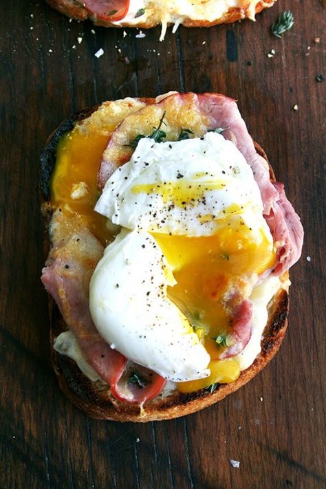 Open Face Sandwich, Ham Leftovers, Toasted Sandwiches, Egg Benedict, Croque Madame, Bbc Food, Open Face, Poached Eggs, An Egg