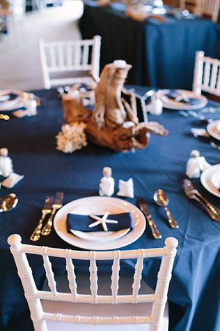 Wedding With Navy Blue, Nautical Wedding Reception, Spring Beach Wedding, Nautical Wedding Inspiration, Blue Beach Wedding, Wedding On The Beach, Beachy Wedding, Nautical Themed Party, Nautical Wedding Theme