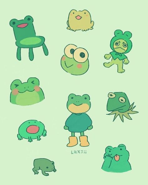 Wally Darling Flustered, Sticker Inspo, Frog Wallpaper, Frog Pictures, Simple Character, Frog Drawing, Sketchbook Inspo, Drawings Ideas, Frog Art