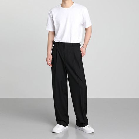 Loose Pants Outfit Men, Drape Pants, Casual Pants Style, 150 Lbs, 110 Lbs, Casual Wide Leg Pants, Pantalon Large, Fitted Trousers, Suit Pants