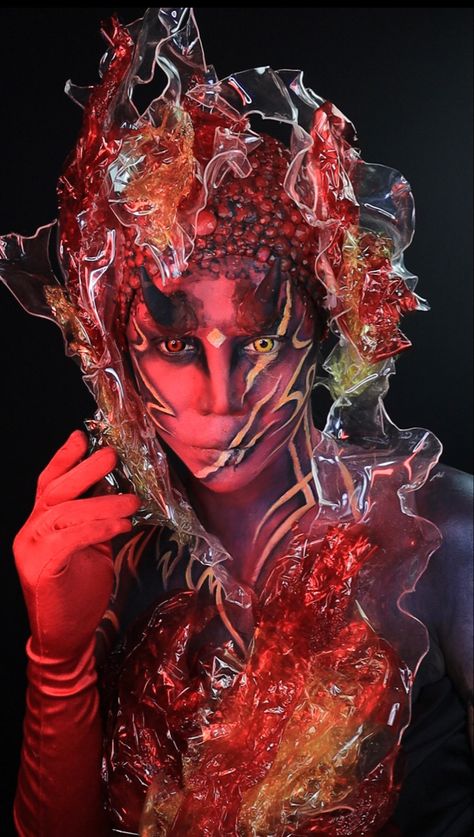 Left hell to do a tiktok lol #halloween #halloweenmakeup #makeupideas #red #fire #art #headpiece #original #facepaint Fire Headpiece, Art Headpiece, Fire Queen, Drag Makeup, Fairytale Fashion, Fantasy Hair, Fire Art, Sfx Makeup, Hair Shows