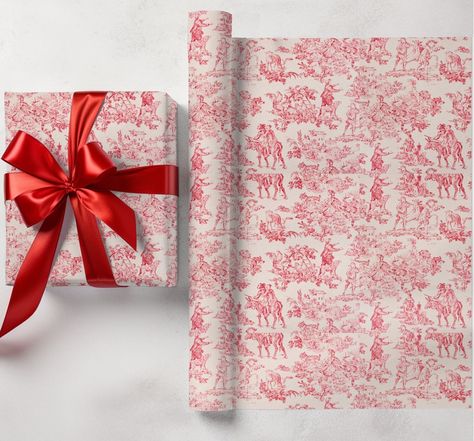 Red White Toile Wrapping Paper Red White Classic Toile De Jouy Design Floral Paper Toile Paper Wrap Gift Toile French White Red Wrap Gift https://www.etsy.com/listing/1659532909/red-white-toile-wrapping-paper-red-white Red And White Christmas Wrapping Ideas, Toile Design, French Roll, Red Toile, Porch Flowers, Paper Wrap, Wrap Gift, Floral Paper, Wrapping Papers