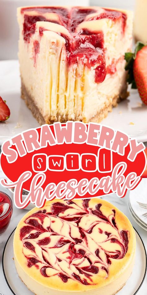 Cheesecake With Strawberry Sauce, Strawberry Swirl Cheesecake Recipe, Baked Strawberry Cheesecake, Strawberry Cheesecake Birthday Cake, Strawberry Cake Frosting, Strawberry Cheesecake Recipes, Strawberry Cheesecake Recipe Easy, Best Strawberry Cake Ever, Strawberry Cheesecake Pie