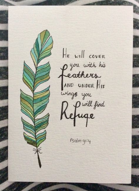 Psalm 91:4 Encouragement Drawings, Christian Diary Ideas, Christian Watercolor Cards, Christian Drawings Inspiration, Bible Verse Drawing, Sketchbook Pages Inspiration, Bible Verse Painting, Male Character Design, Christian Drawings