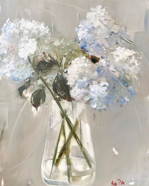 Nicole Pletts’s Instagram profile post: “Hydrangeas.. #nicolepletts #nicoleplettsfineart #showyourwork #artprocess #artinprogress #artinprocess #artflow #artstagram #artgram…” Nicole Pletts, Painting Website, Process Art, Mini Paintings, Abstract Flowers, Painting Techniques, Impressionism, Beautiful Artwork, Flower Vases