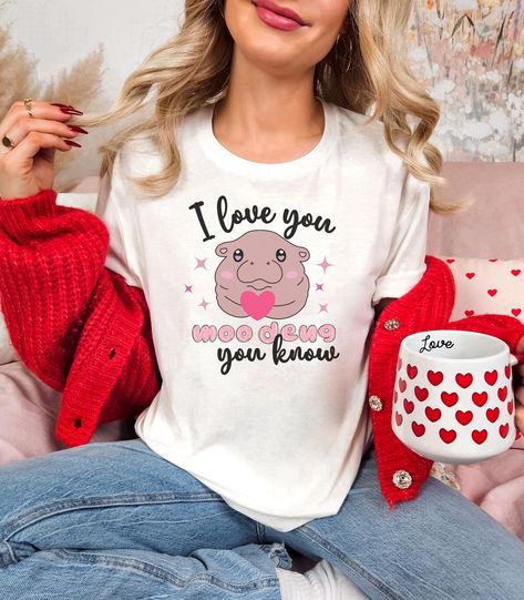 Moo Deng Valentine Shirt, Baby Hippo Moo Deng Shirt, Moo Deng Valentine's Shirt, Trendy Valentine's, Valentine's Sweatshirt