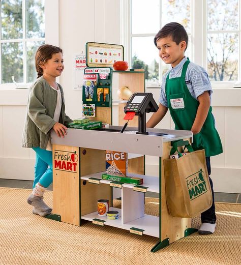 Fresh Mart Pretend Play Wooden Grocery Store Kids Grocery Store, Pretend Play Grocery Store, Play Grocery Store, Kids Market, Kids Pretend Play, Experiential Learning, Natural Toys, Dramatic Play