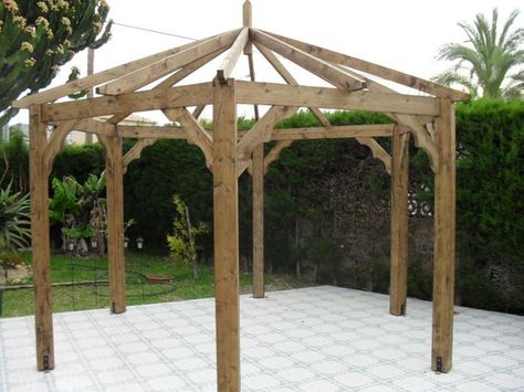 Hexagon+Pergola | Hexagonal Pergola Frame El Campello Alicante Spain Hexagon Pergola, Simple Pergola, Pergola Decorations, Small Pergola, Pergola Diy, Steel Pergola, Cheap Pergola, Pergola Swing, Retractable Pergola