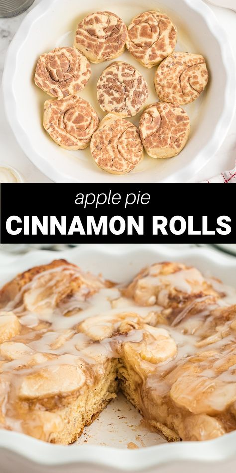 Grand Cinnamon Rolls And Apple Pie Filling, Canned Cinnamon Rolls With Apple Pie Filling, Apple And Cinnamon Rolls, Cinnamon Roll Apple Bake, Cinnamon Rolls Apple Pie Filling, Crescent Roll Apple Pie, Apple Pie Cinnamon Rolls, Apple Bake, Pumpkin Rolls