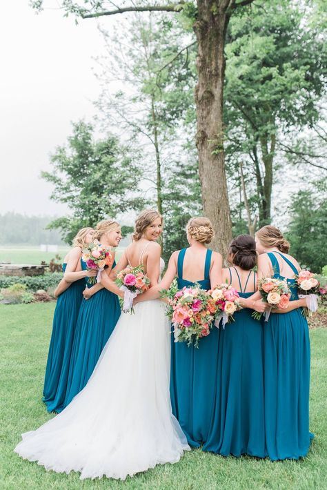 Ink Blue Bridesmaid Dress, Ink Blue Wedding Color Schemes, Ink Blue Wedding, Turquoise Bride, 2023 Homecoming, Teal Candles, Bridesmaid Dresses White, Wedding Cake With Pink, Burgundy Bridesmaid Dresses Long