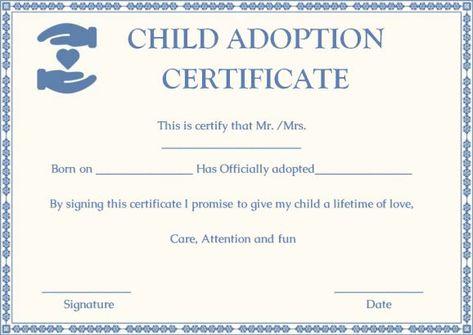 Child Adoption Certificates: 10 Free Printable and Downloadable Templates (Complete Guide) - Template Sumo Adoption Papers Free Printable, Adoption Certificate Template, Step Parent Adoption, Pet Adoption Certificate, Payroll Checks, Graduation Certificate Template, Adoption Papers, Birth Certificate Template, Phone Bill